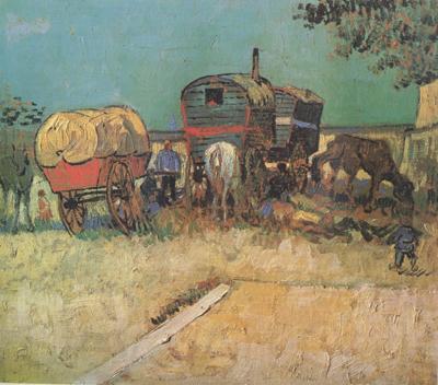 Vincent Van Gogh Encampment of Gypsies with Caravans (nn04) Norge oil painting art